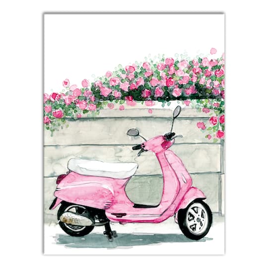 Pink Scooter Canvas Wall Art
